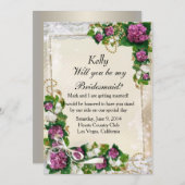 Paarse hydrangea en zwarte Kaart (Voorkant / Achterkant)