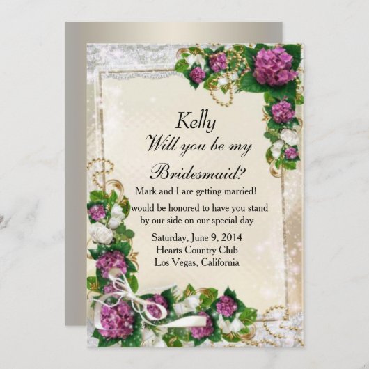 Paarse hydrangea en zwarte Kaart (Voorkant / Achterkant)