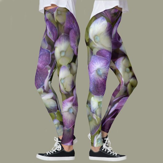 Paarse hydrangea Floral Leggings