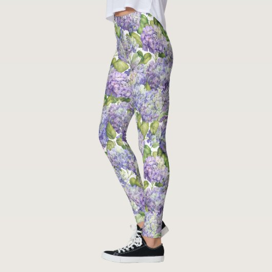 Paarse Hydrangea Floral Pattern Leggings (Links)