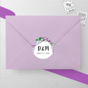 Paarse Hydrangea Flower Wedding Round Sticker