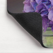 Paarse hydrangea op foto van Mason Jar Muismat (Hoek)