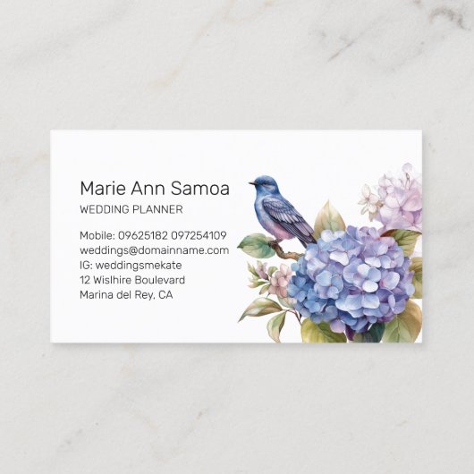 Paarse Hydrangea Opvallen met Charm Visitekaartje (Achterkant)