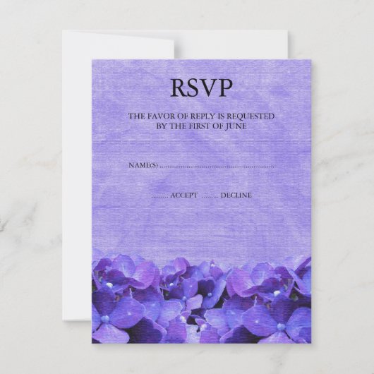 Paarse hydrangea RSVP-responskaarten RSVP Kaartje (Voorkant)