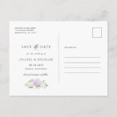 Paarse Hydrangea Save the Date Uitnodigingsbriefka Aankondigingskaart (Achterkant)
