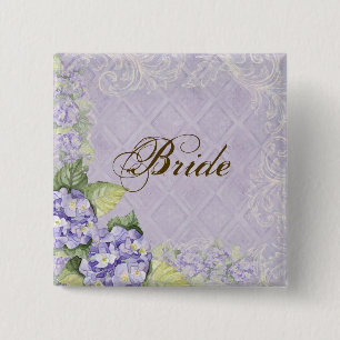 Paarse Hydrangea Swirl - Bruids partij Button