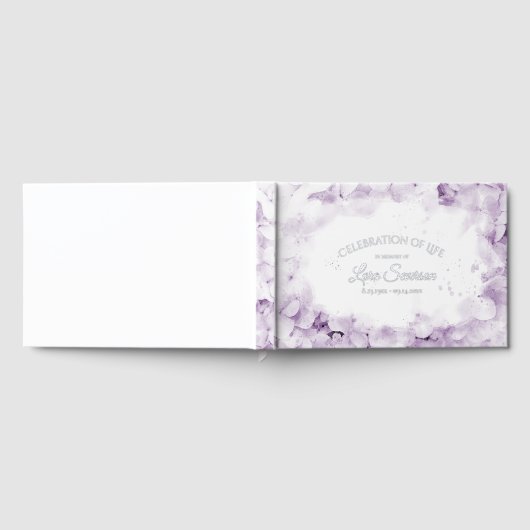 Paarse Hydrangea Viering van het Levensmonument Gastenboek (Volledig)