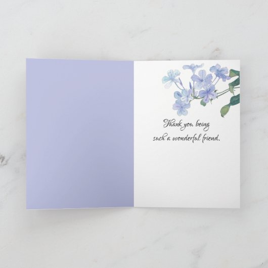 Paarse Hydrangea voor vrienden Hartelijk dank Kaart (Binnen)