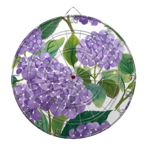 Paarse Hydrangea Waterverf Bloemenkoraal Kust Dartbord