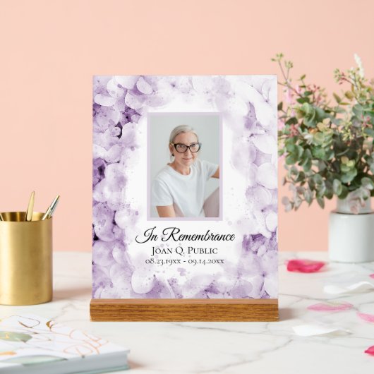 Paarse Hydrangea Waterverf Viering van het Leven Acryl Bord (Huwelijk)