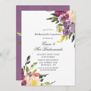 Paarse hydrangeas Bridesmaids Luncheon Invites
