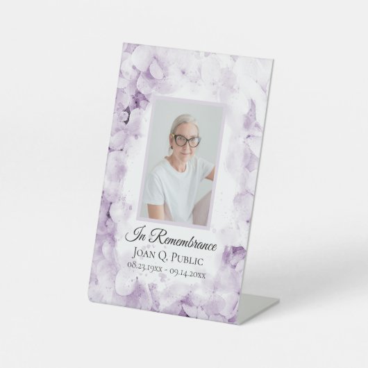 Paarse Hydrangeas Waterverf Uitvaartmonument Reclamebord Met Voetstuk (Voorkant)