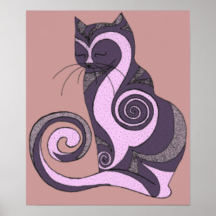 Paarse Hypnocat-afdrukken Poster