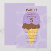 Paarse Ice Cream Cone Birthday Kaart (Voorkant / Achterkant)