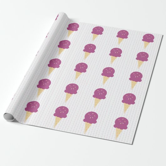 Paarse Ice Cream Cone Sprinkles Stars Stippen Cadeaupapier (Uitgerold)