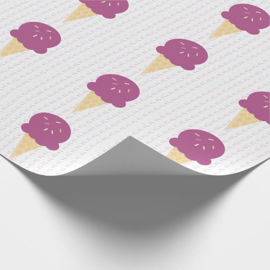Paarse Ice Cream Cone Sprinkles Stars Stippen Cadeaupapier (Hoek)