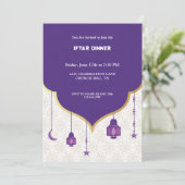 Paarse iftar-uitnodiging kaart (Staand voorkant)