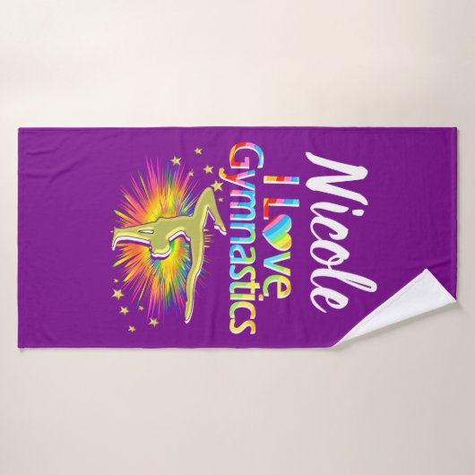 PAARSE IK HOU VAN GYMNASTIEK ONTWERP BADHANDDOEK (Badhanddoek)