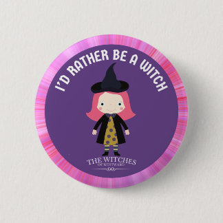 Paarse: Ik zou liever een heks zijn! Ronde Button 5,7 Cm
