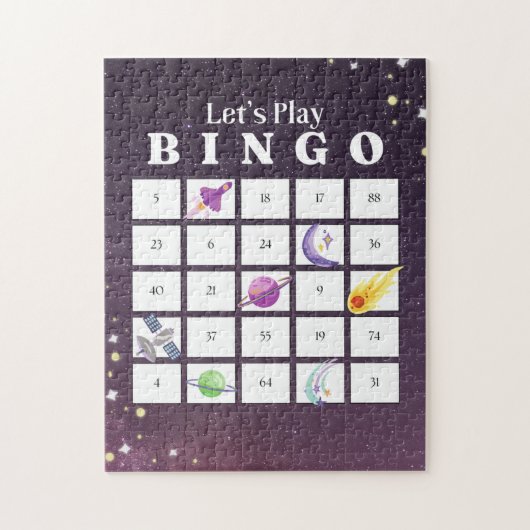 Paarse Illustratie Kerstmis Bingo Jigsaw Puzzel (Verticaal)