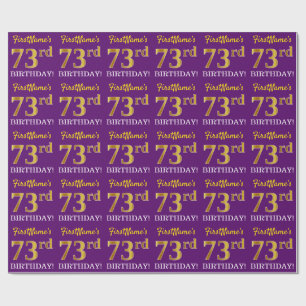 Paarse, imitatie Gold look "73e BIRTHDAY" Cadeaupapier