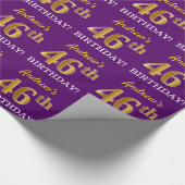 Paarse, Imitatie Gouden look "46th BIRTHDAY" Cadeaupapier (Hoek)