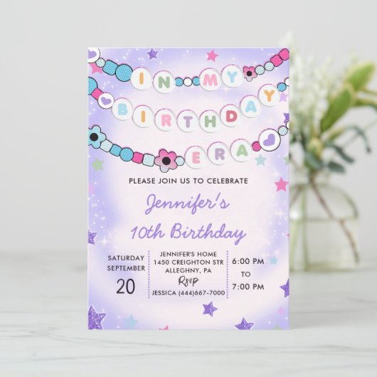 Paarse in mijn verjaardagstijdperk vriendschapsarm kaart (Staand voorkant)