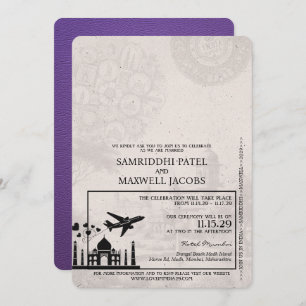 Paarse India Paspoort Uitnodiging