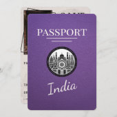 Paarse Indiaas paspoort Bewaar de datum Save The Date (Voorkant / Achterkant)