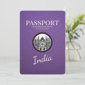 Paarse Indiaas paspoort Bewaar de datum Save The Date (Staand voorkant)