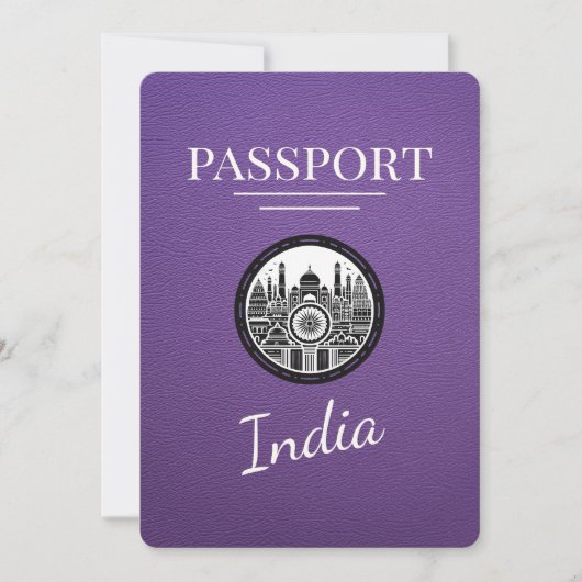 Paarse Indiaas paspoort Bewaar de datum Save The Date (Voorkant)