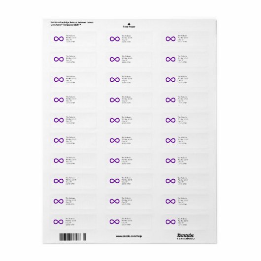 Paarse infiniteitssymbool etiket (Full Sheet)