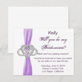 Paarse Infinity Heart Bridesmaid Kaart (Voorkant / Achterkant)
