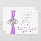 Paarse Infinity Heart Engagement Party Uitnodiging (Voorkant / Achterkant)