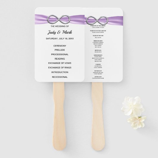 Paarse Infinity Trouwprogramma Fans Handwaaier (Voorkant en achterkant)