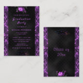 Paarse Ingelijste Zwarte Afstuderen Uitnodiging Sj (Voorkant / Achterkant)
