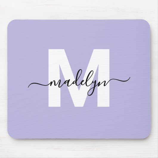Paarse Initiaal naam monogram Muismat (Voorkant)