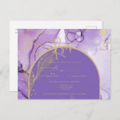 Paarse inktlavendel en gouden Paarse bruiloft RSVP Briefkaart (Voorkant / Achterkant)