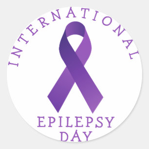 Paarse internationale epilepsie dag lint ondersteu ronde sticker