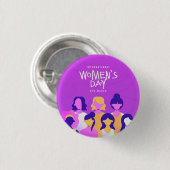 Paarse internationale vrouwendag knop pin ronde button 3,2 cm (Voorkant /achterkant)