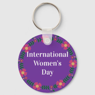 Paarse Internationale Vrouwendag Sleutelhanger