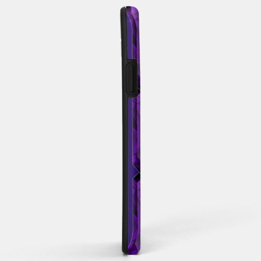 Paarse iPhone case Amethyst Gemstone met Initiaal (Achterkant/rechts)