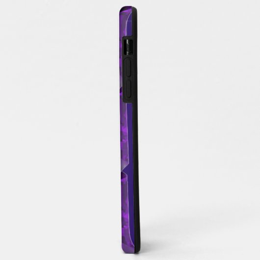 Paarse iPhone case Amethyst Gemstone met Initiaal (Achterkant/links)