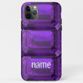 Paarse iPhone case Amethyst Gemstone met Initiaal (Achterkant)
