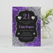 Paarse Iridescent Mermaid Letters 21st Birthday Kaart (Staand voorkant)