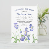Paarse Iris Baby shower Invitation Spring Floral Kaart (Staand voorkant)
