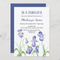 Paarse Iris Birthday Invitation Floral Brunch