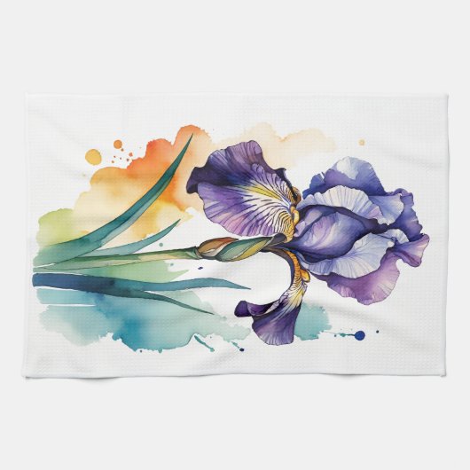 Paarse iris bloem bloei theedoek (Horizontaal)