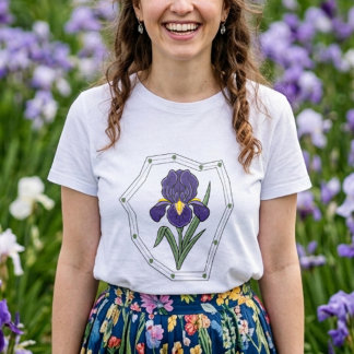 Paarse Iris Bloem Botanisch Tri-Blend Shirt