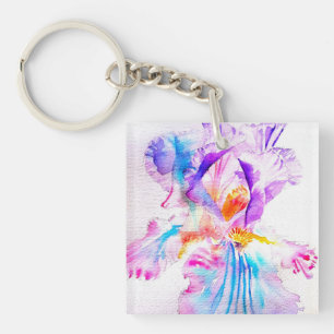 Paarse iris Bloem Bruiloft Gunsten Bloemstuk Sleutelhanger
